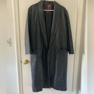 Vintage G-III Global Identity Women's Leather Breasted Trench Coat Small Black